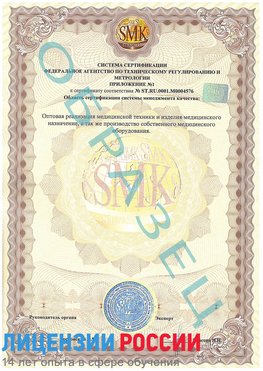 Образец сертификата соответствия (приложение) Бологое Сертификат ISO 13485